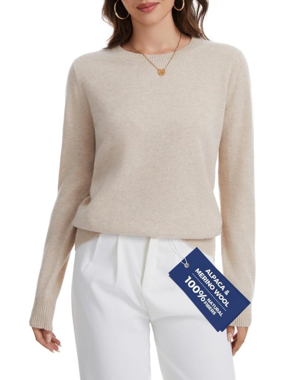 Cozy Cashmere Merino Wool Sweater - Long Sleeve Winter Top for Women